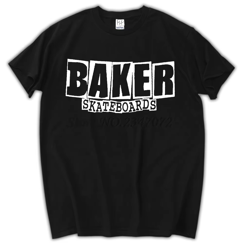 T-shirt à manches courtes avec logo Baker Skateboards pour hommes, haut noir, t-shirts pour hommes, 
