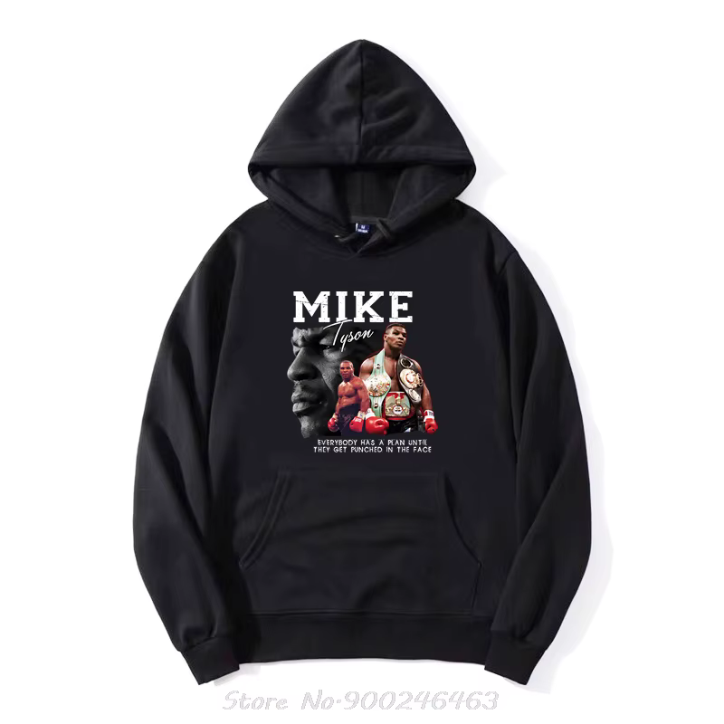 Sweat à capuche zippé pour homme, veste en coton, pull noir, sweat à capuche de boxe, MMA Mike Tyson