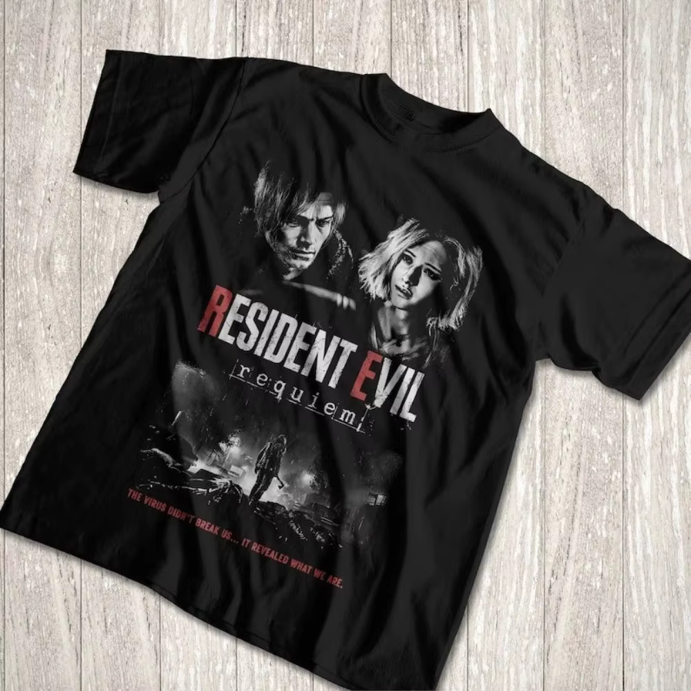 T-shirt Resident Evil Requiem, Leon Kennedy pour hommes, T-shirt d'été en coton rétro unisexe, décon
