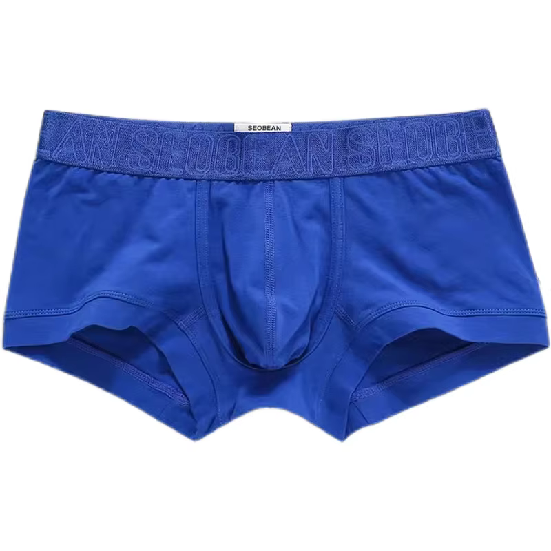 SEOBEAN sous-vêtements pour hommes short à coins plats coton coupe ajustée taille moyenne basse en f