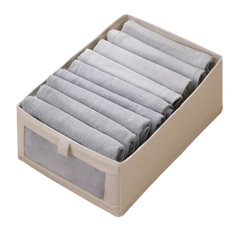 Boîte de rangement en tissu coton et lin pour armoire, grande boîte de rangement pour vêtements et j