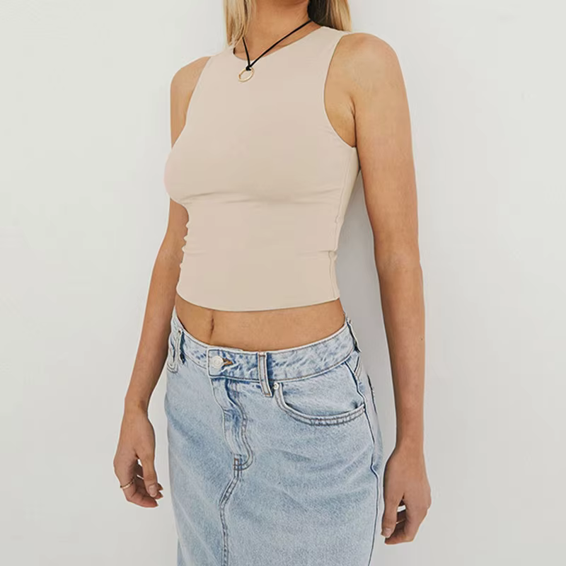 Chemise à fond serré en fibre, col rond, haut à dos nageur