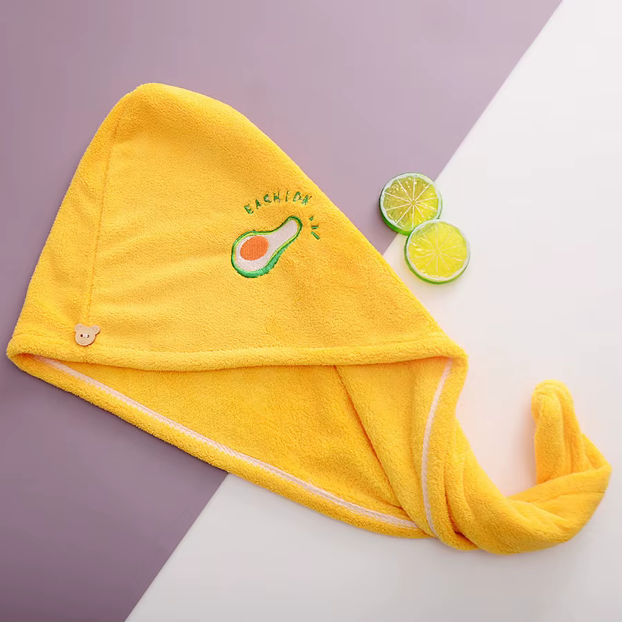 Bonnet de séchage en velours corail brodé, serviette absorbante pour cheveux longs, chapeau triangul