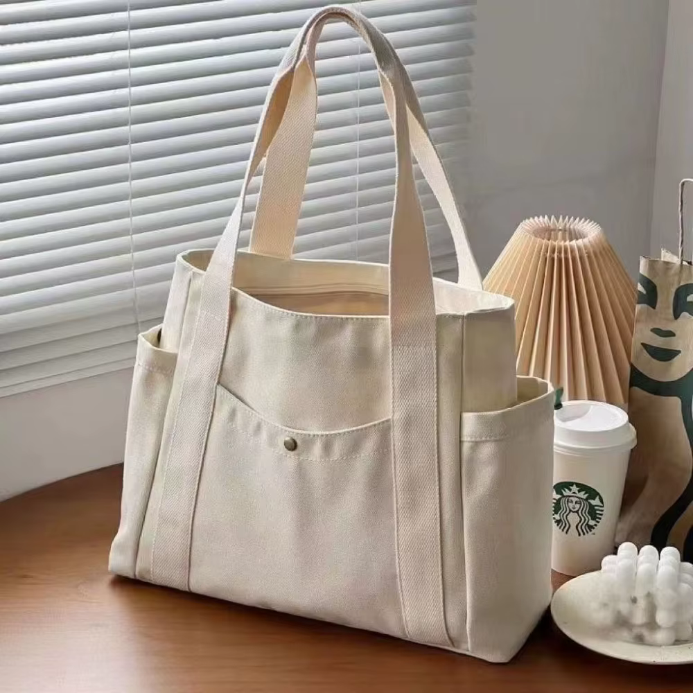 Sacs fourre-tout en toile de grande capacité pour le travail, sac de transport, tenue d'étudiant de 