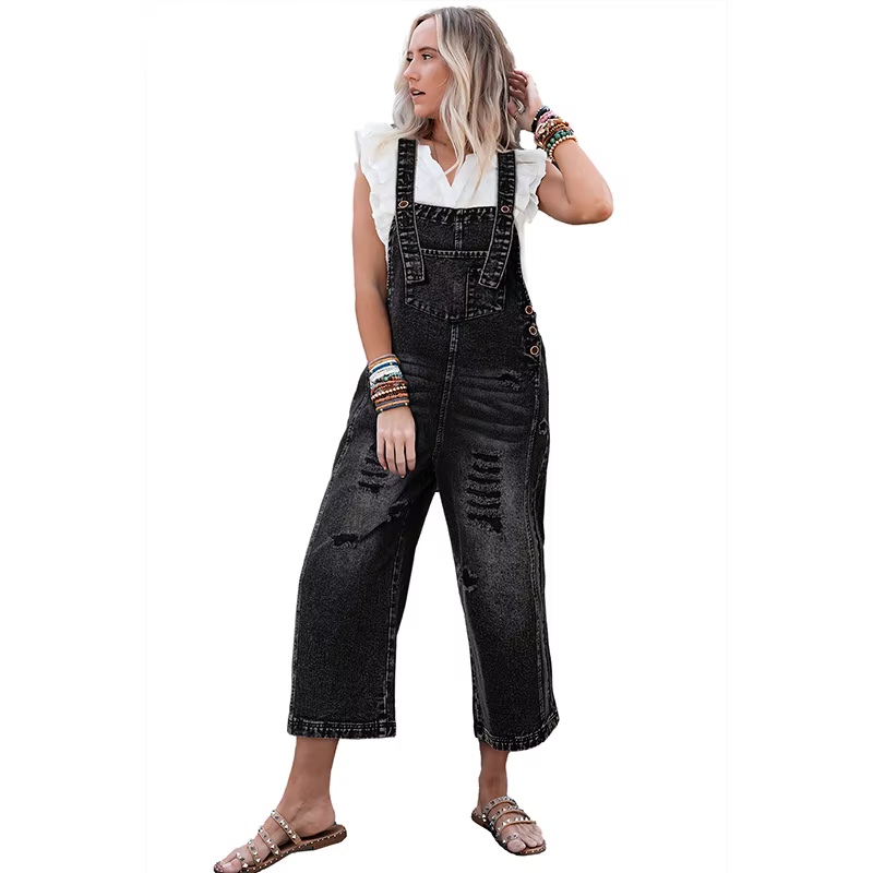 Pantalon déchiré Cowboy combinaison pour femmes décontracté coton Denim Boho plage une pièce tenue s