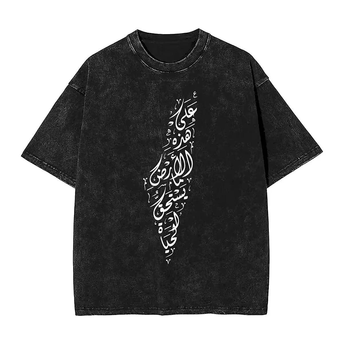 T-Shirt Vintage Délavé pour Homme et Femme, Calligraphie Arabe, Carte de Palestine, Aadt, Estival