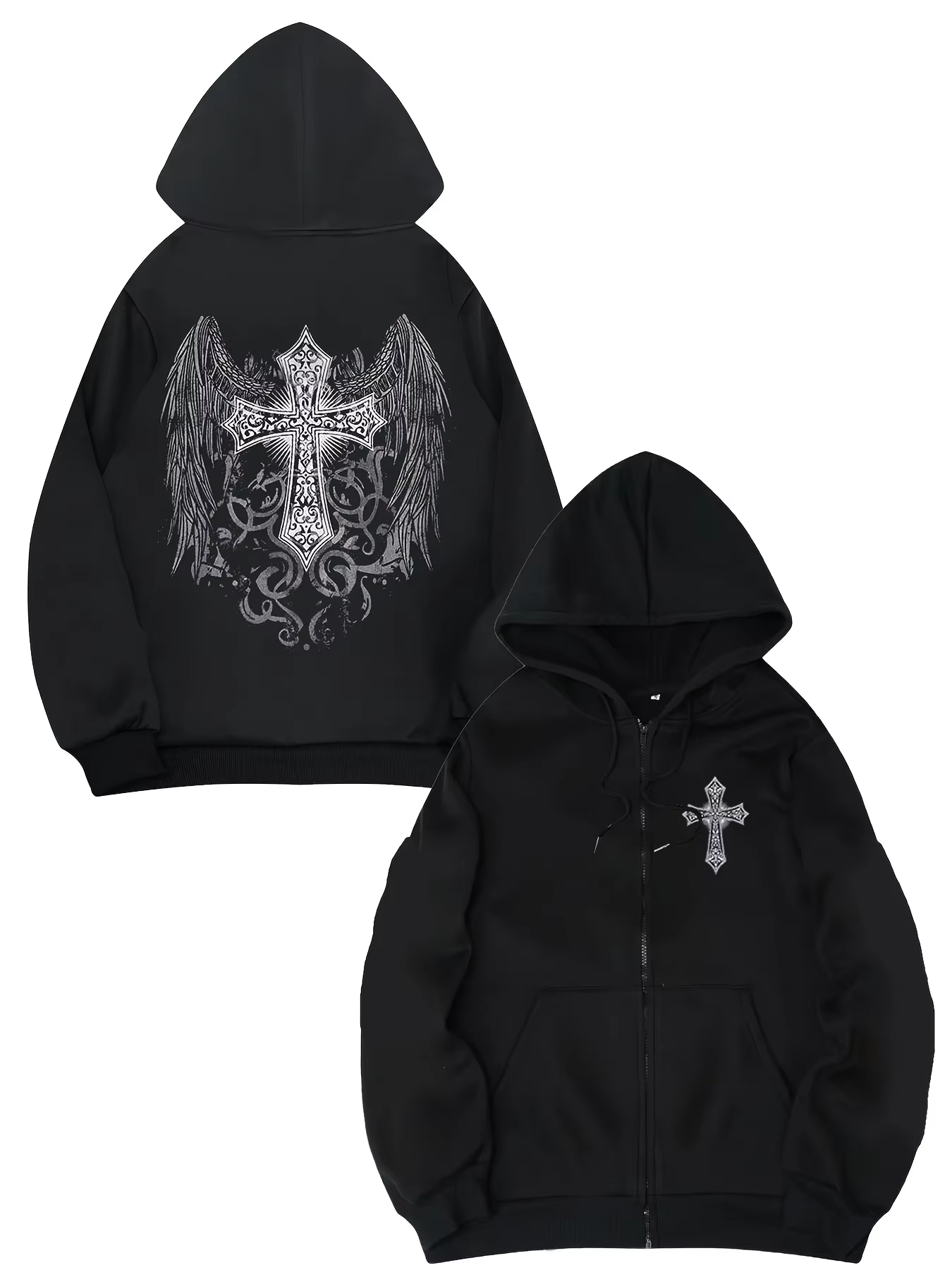 Sweat-shirt unisexe à capuche avec imprimé graphique créatif, fermeture éclair, coupe ample, élégant