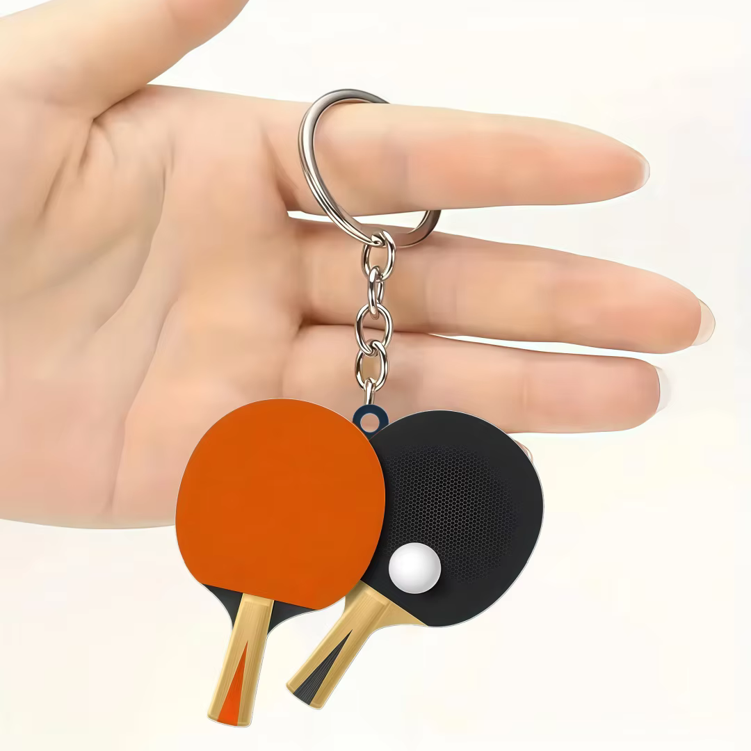 Porte-clés pendentif plat en acrylique 2D pour Tennis de Table, breloques d'ornement sur le thème du