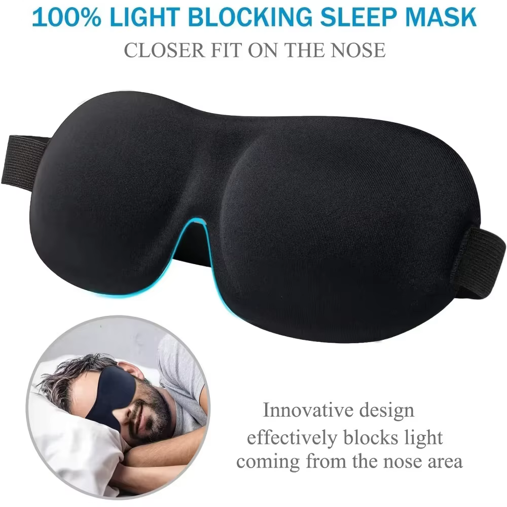 Masque de sommeil 3D, bandeau pour les yeux, aide au sommeil, masque oculaire en mousse à mémoire de