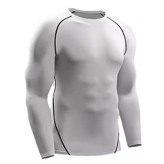 Compression à manches longues T-shirt hommes élastique entraînement T-shirt Gym Fitness collants d'e