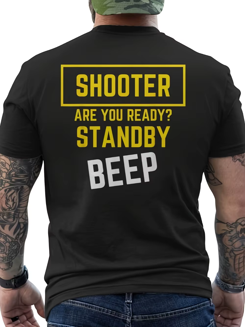 T-shirt drôle pour hommes sur le thème du tir sportif avec motif graphique « Are You Ready Standby B
