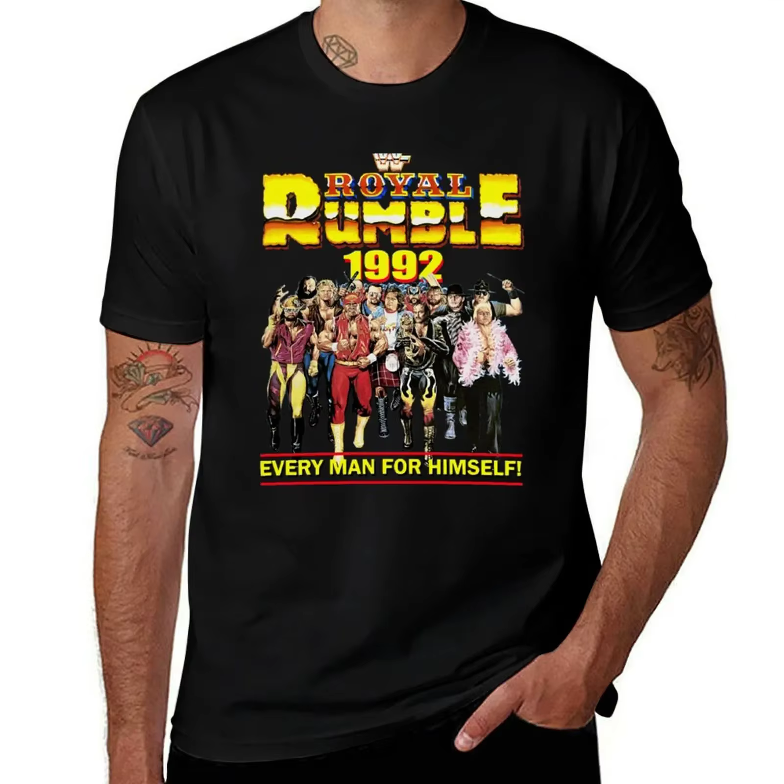 T-Shirt WWF Rumble 1992, vêtements de rue à séchage rapide, à manches courtes, vêtements esthétiques