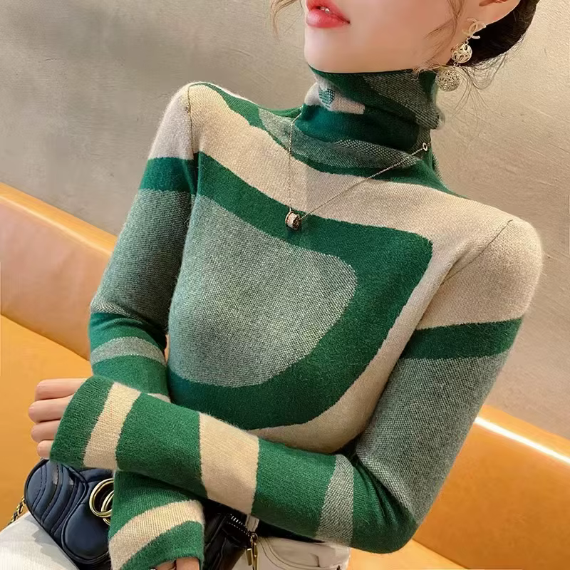 Pull en tricot Slim pour femme, vêtement à la mode, assorti avec tout, élégant, Chic, géométrique, P