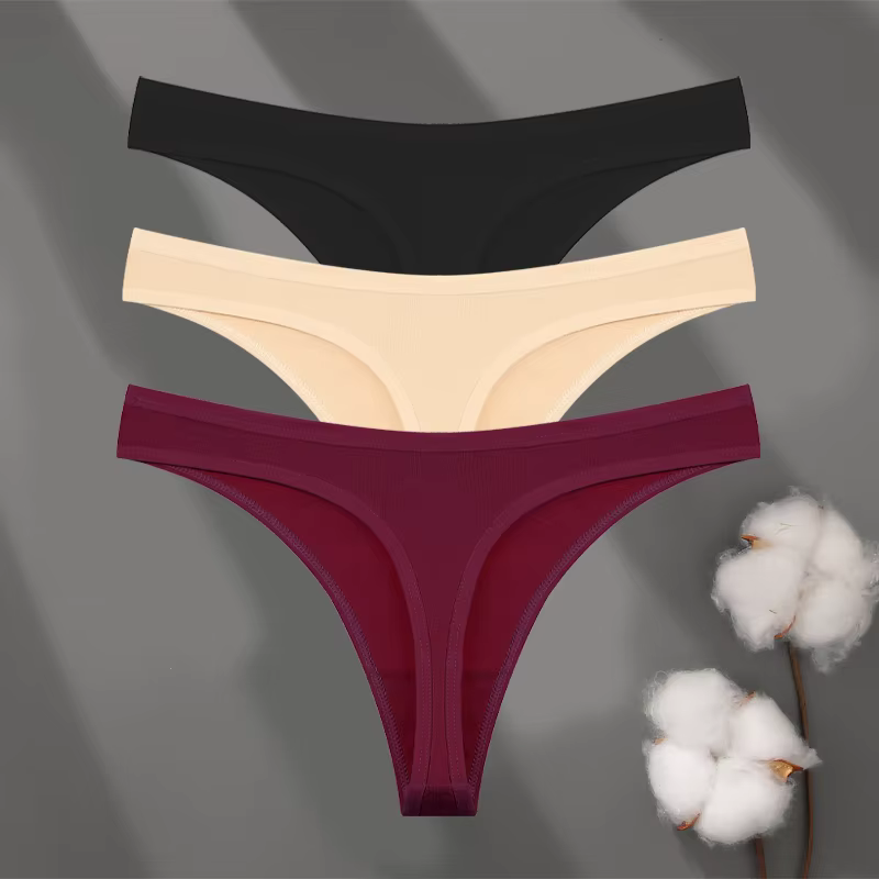 3 pièces/ensemble coton sans couture culottes sous-vêtement confort pour les femmes taille basse res