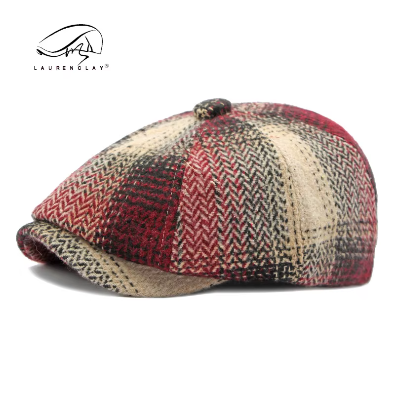 CasAdvantages-Chapeau de peintre octogonal britannique vintage pour hommes et femmes, béret à carrea