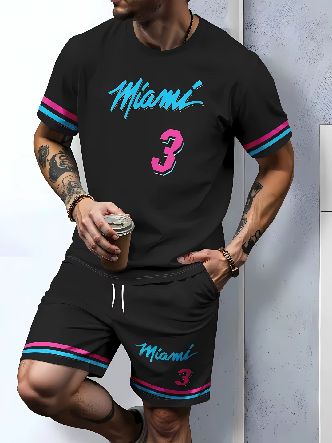 2025 hommes été nouveau décontracté respirant à manches courtes T-shirt ensemble short et haut sport