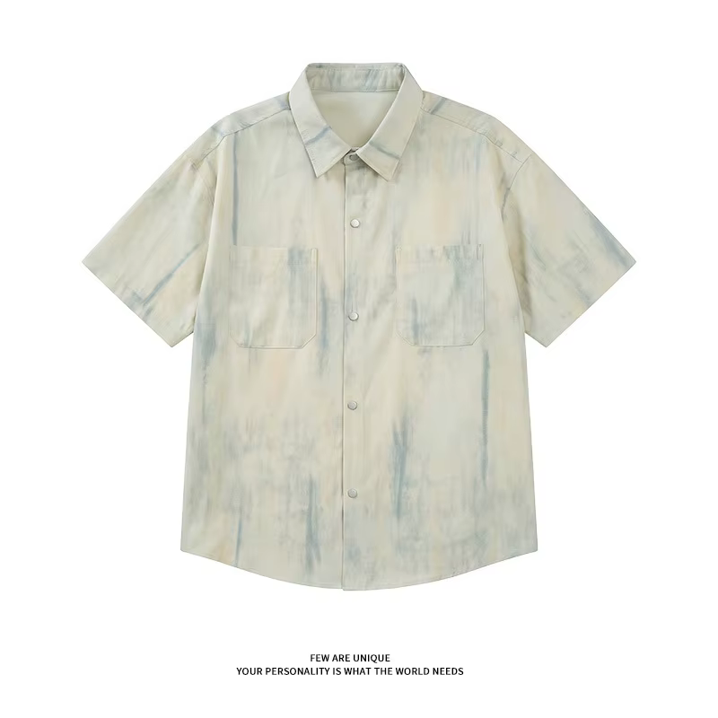 Chemise décontractée tie-dye à manches courtes pour homme, style américain, légère, été 2026