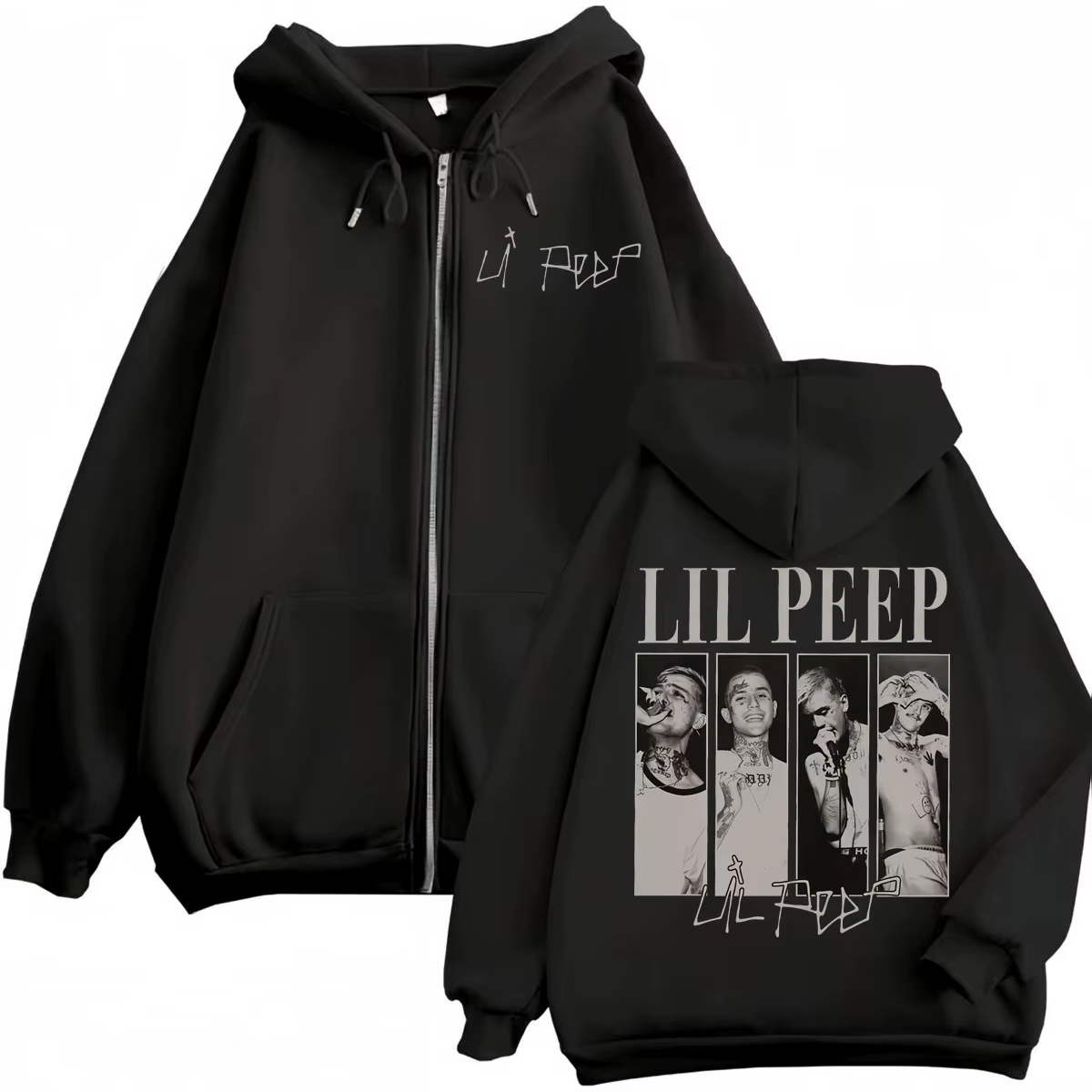Rappeur Lil Peep Merch sweat à capuche avec fermeture éclair Hip Hop Vintage fermeture éclair sweats