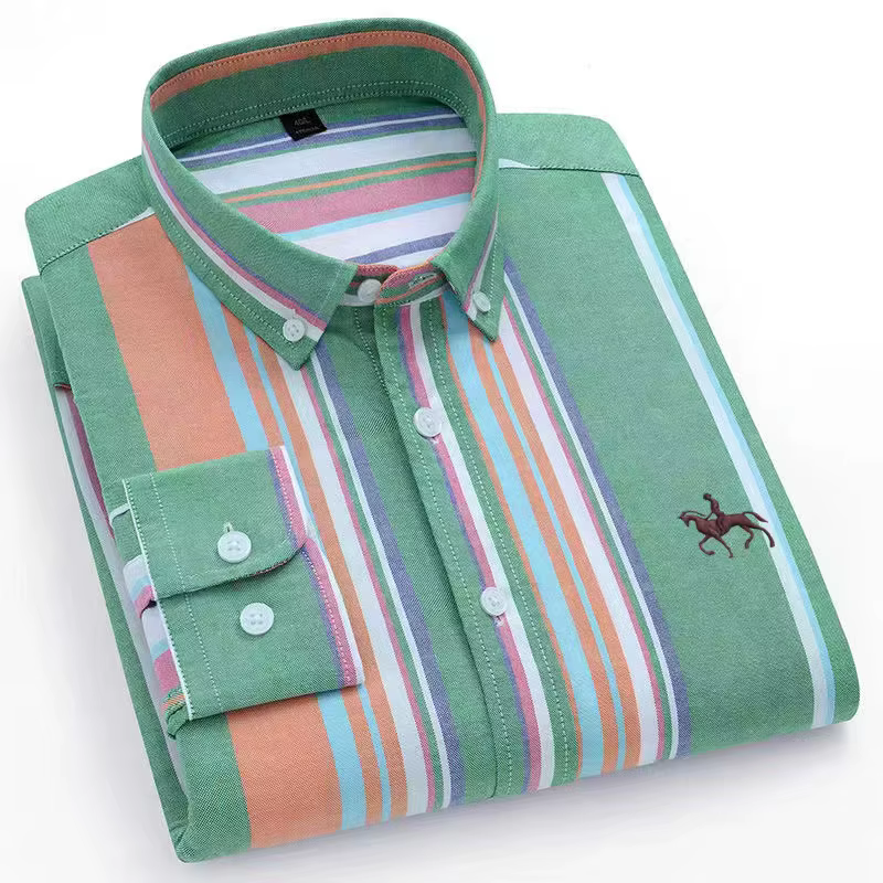 Chemise Oxford en pur coton à manches longues pour hommes, tenue d'affaires décontractée, coupe régu