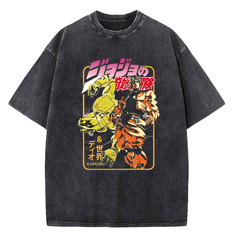 T-shirt imprimé Anime JoJo's Bizarre Adventure Kira Yoshikage Killer Queen pour hommes, t-shirt en c