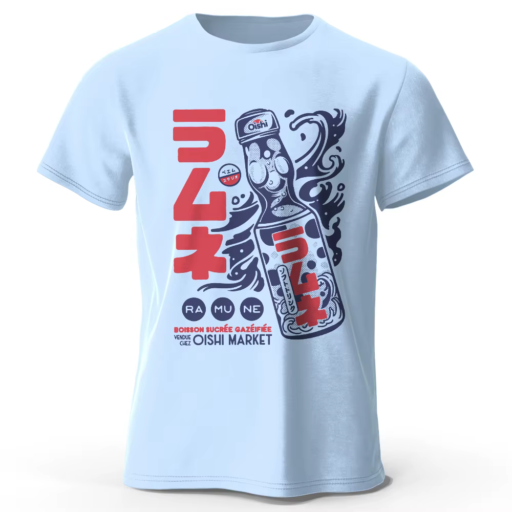 T-Shirt 100% coton imprimé avec personnage d'anime pour hommes, T-Shirt à manches courtes et col ron