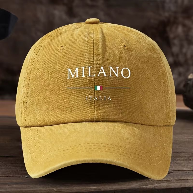 Casquette de baseball rétro délavée avec imprimé drapeau italien, casquette plate unisexe élégante e