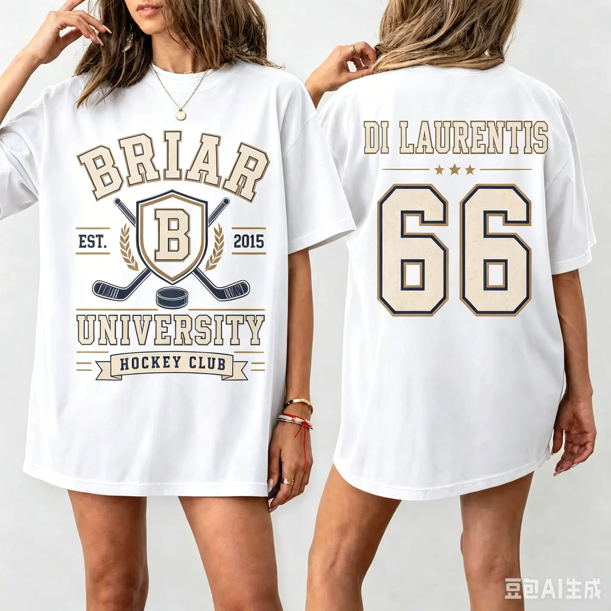 Club de hockey universitaire Briar Di Laurentis # T-shirt graphique 66 Off-Campus Vintage Y2K en cot