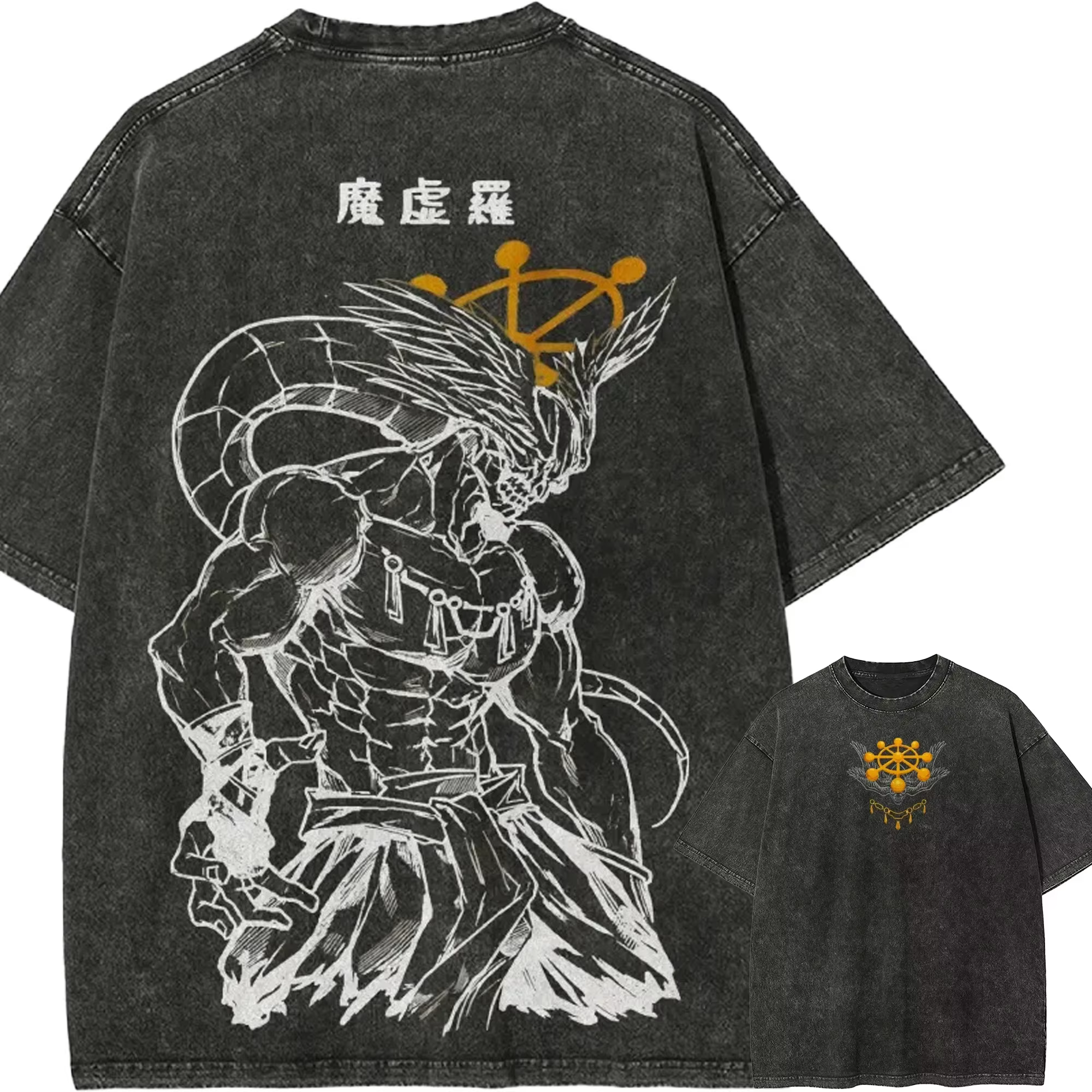 T-shirt Mahoraga Wheel 2026 Jujutsu Kaisen Épée à huit lames, graphisme anime vintage délavé, street