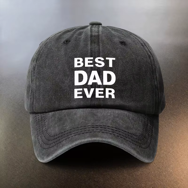 Casquette de baseball vintage délavée avec impression « BEST DAD EVER » – Casquette snapback effet v