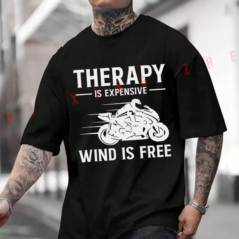 T-shirt graphique noir pour motard, avec slogan amusant, en coton doux, unisexe, surdimensionné, à m