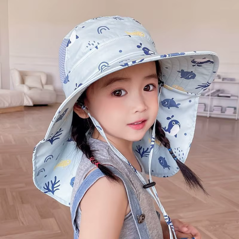 Chapeau Bob Anti-UV pour Enfants avec Protection du Cou et Visière Fine – Idéal Printemps-Été pour G