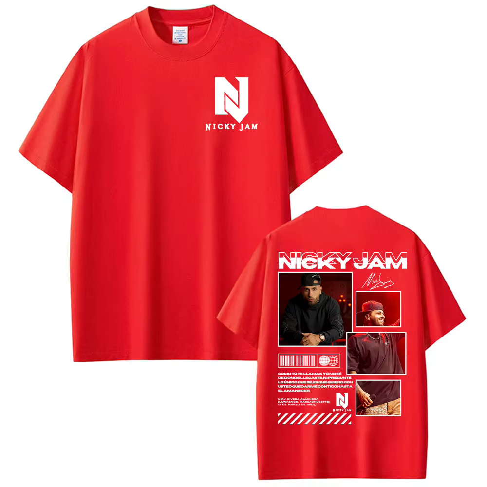 Rappeur Nicky Jam Album Tour graphique T-shirts vêtements pour hommes mode Hip Hop rue t-shirt coton