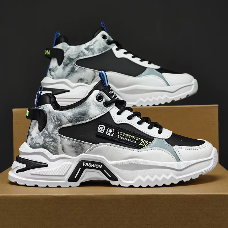 Chaussures de printemps pour hommes : Nouvelles baskets montantes respirantes, style coréen, polyval
