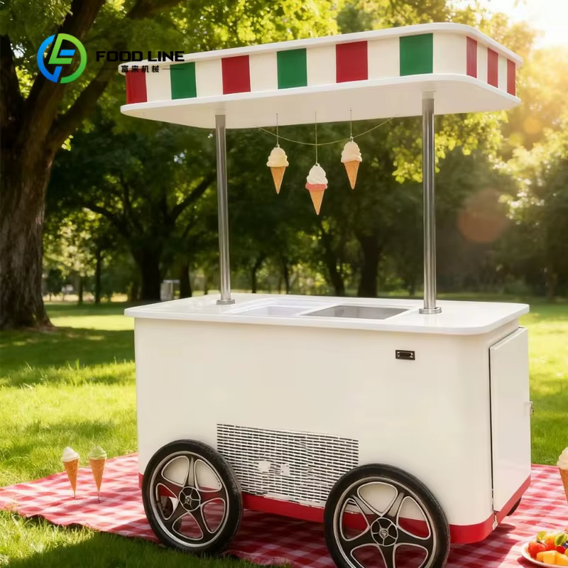 Chariot de vente ambulant pour crème glacée, chariot à glaces, armoire congélateur pour crème glacée