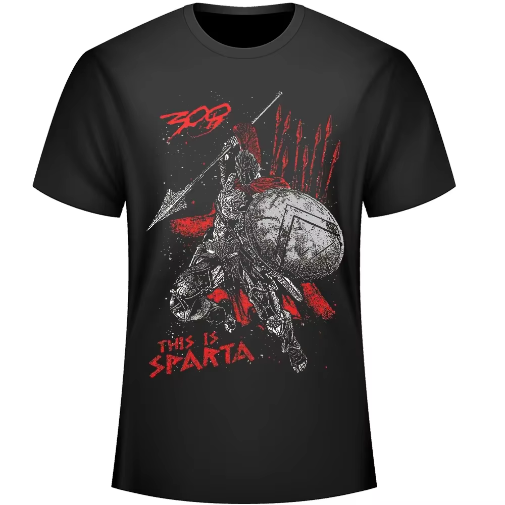 Bouclier spartiate lance guerrier c'est Sparta T-Shirt 100% coton col rond été manches courtes décon