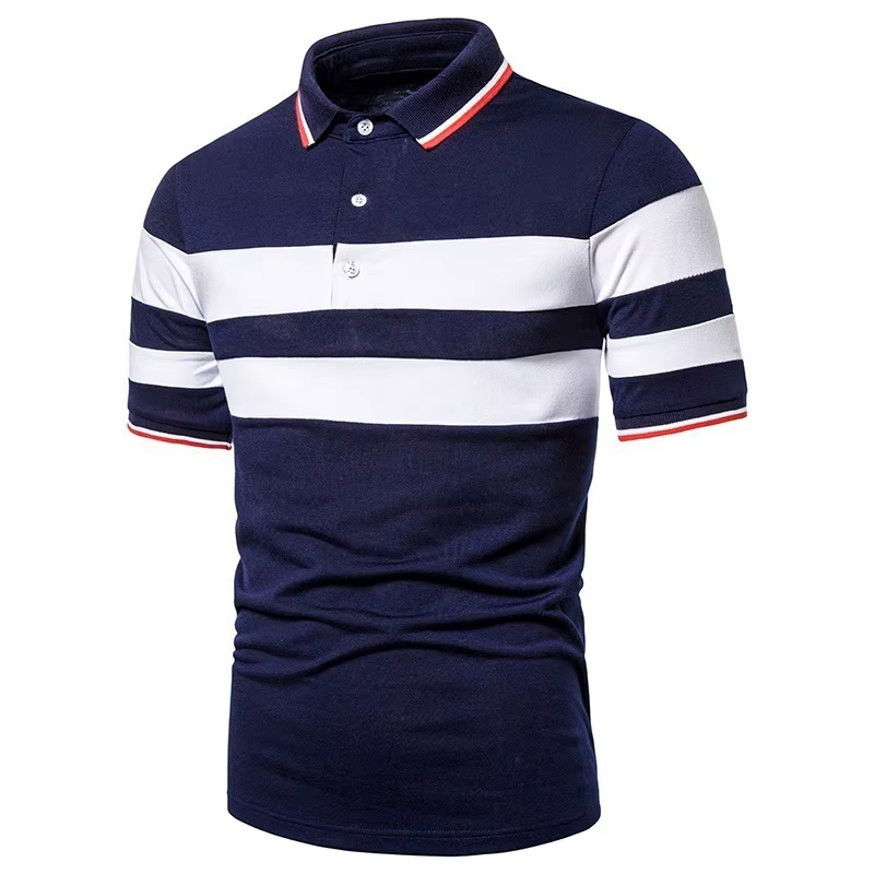 Polo rayé pour homme été 2026 – T-shirt décontracté chic à col contrastant et manches courtes pour l