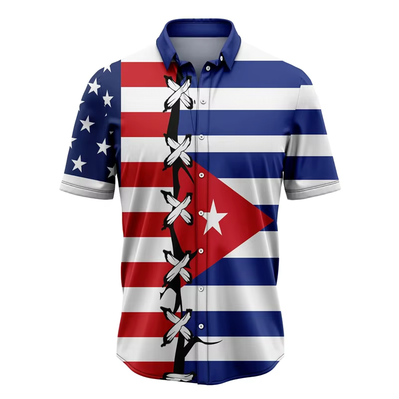 Feel of Cuba-Chemises boutonnées à manches courtes pour hommes, Guayabera cubaine imprimée en 3D, ch
