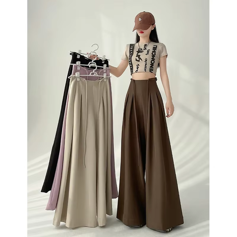 MEXZT Streetwear pantalon à jambes larges femmes coréen noir taille haute costume pantalon été mode