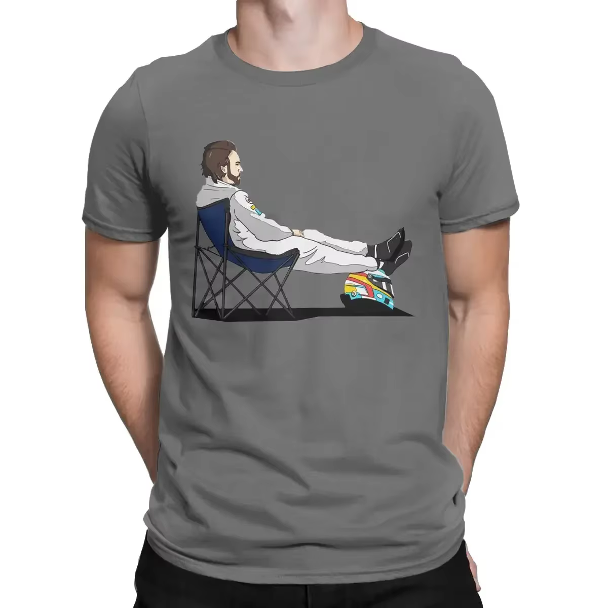 Fernando Alonso-T-shirt à manches courtes et col rond pour hommes, T-shirt en coton vintage, Racing 