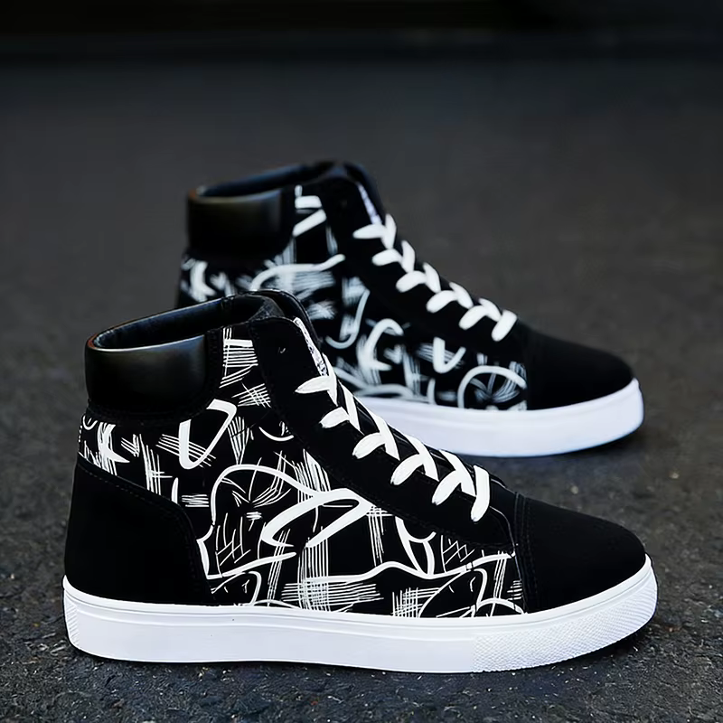 Style de rue mode baskets hommes chaussures décontractées plat respirant haut noir rouge marque chau