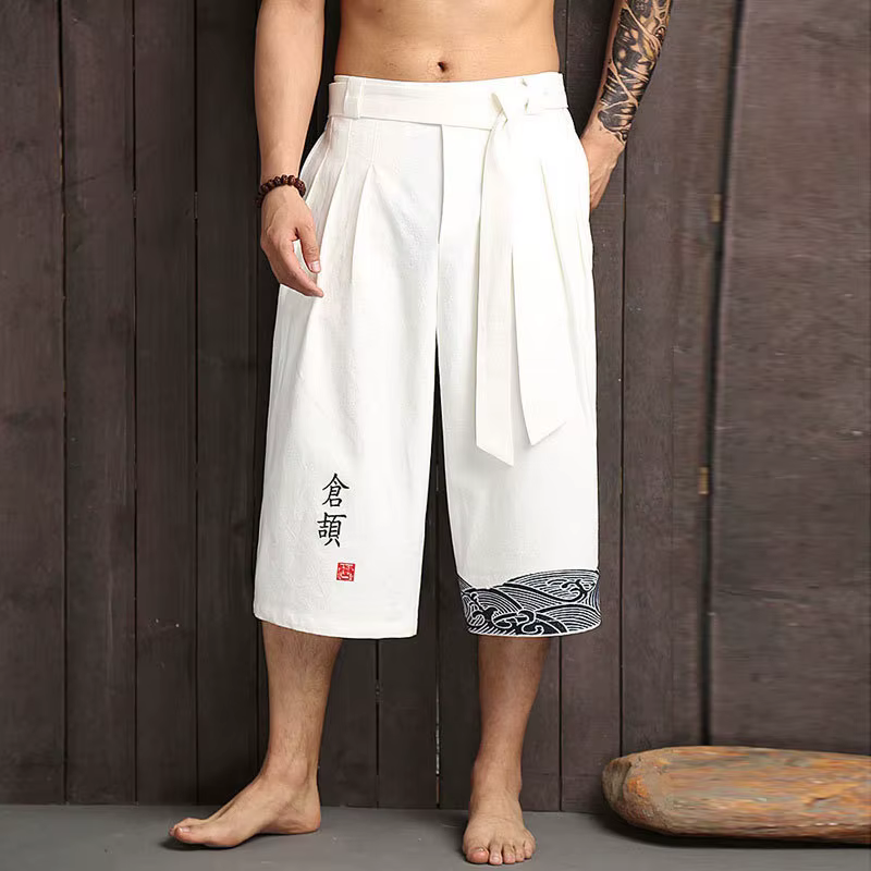 Pantalon traditionnel Kimono japonais pour hommes, vêtements asiatiques, pantalon de bain décontract
