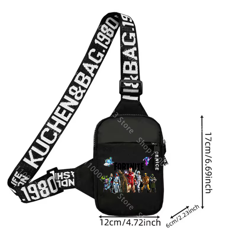 Sac à bandoulière pour adulte Fortnite, sport, décontracté, léger, mini sac pour téléphone, imprimé 