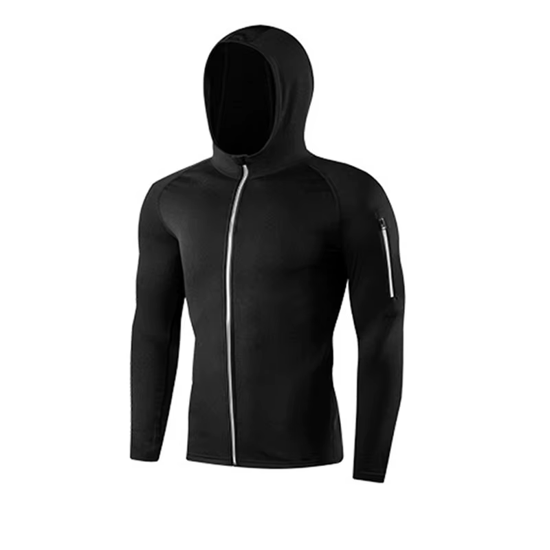 Veste de Sport à capuche pour hommes, vêtements de course, de Fitness, d'entraînement, de Jogging, d