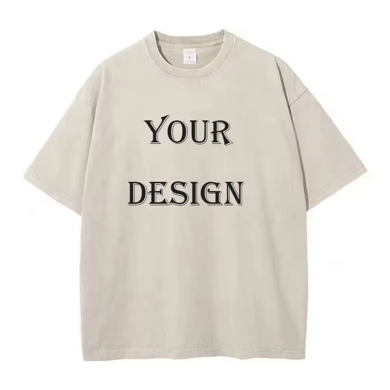 T-shirt unisexe en coton lavé, imprimé personnalisé, haut Harajuku, bricolage, votre Photo ou Logo, 