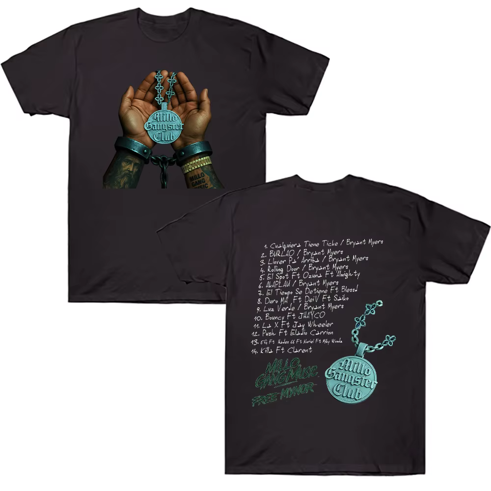 Bryant Myers Millo Gangster Club 2025 t-shirt rappeur Bryant Myers graphique t-shirt hommes femmes r