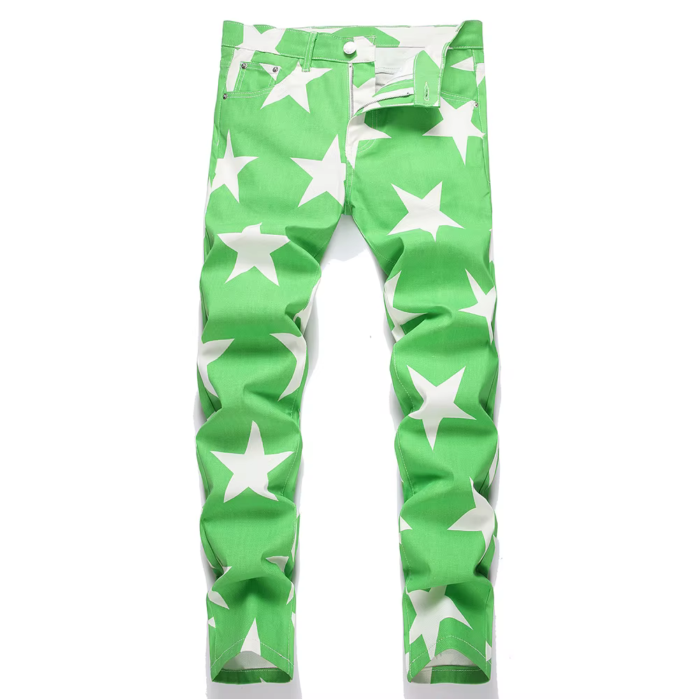 Nouvelle Collection 2026 – Jean Homme Tendance Y2K Imprimé Étoiles – Pantalon en Denim Extensible Co