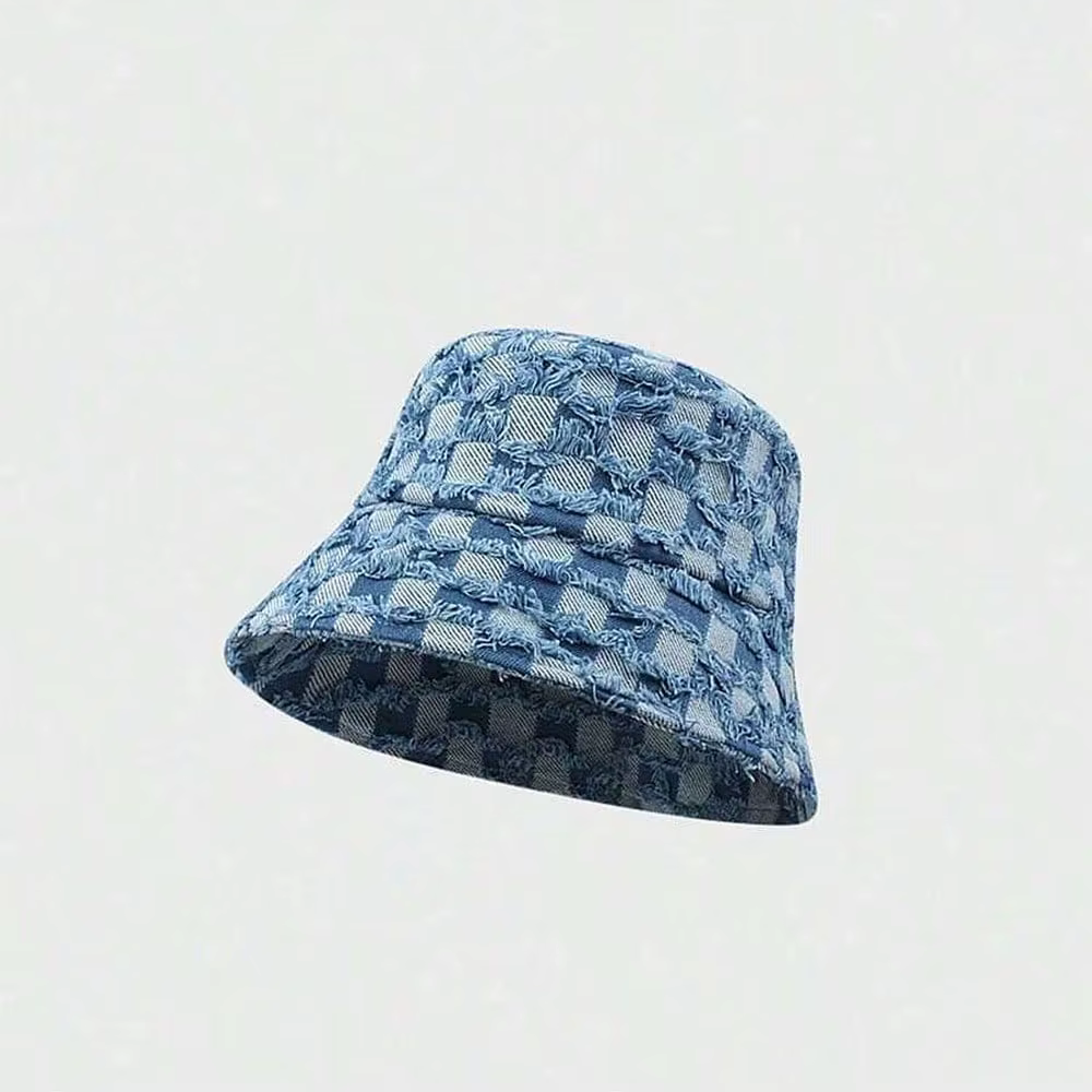 Nouveau chapeau en jean à carreaux 1 pièce, casquette de sport d'extérieur, chapeau bob personnalisé