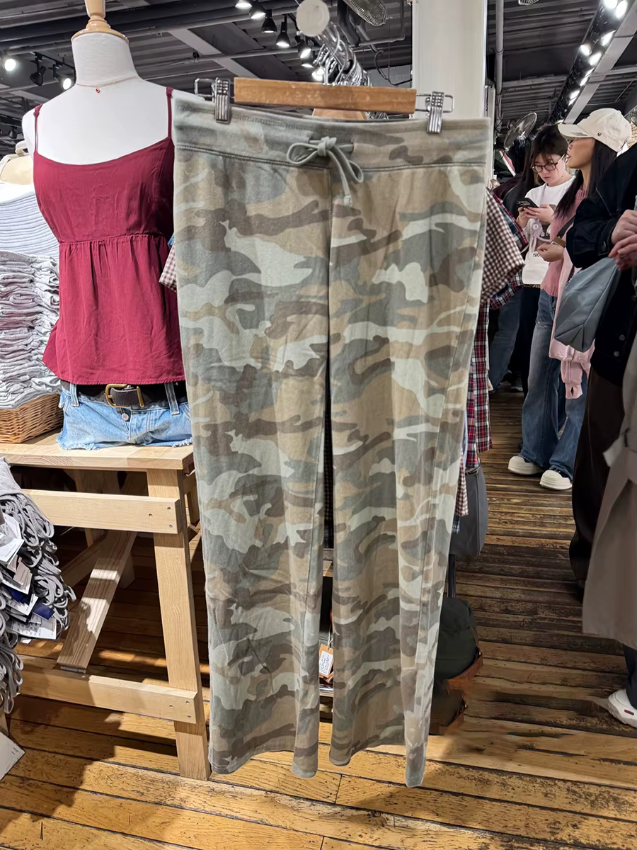 Nouveau pantalon de survêtement camouflage à cordon de serrage pour femme, taille basse, coupe droit