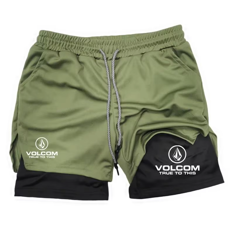 Short de sport imprimé 2-en-1 pour homme VOLCOM, idéal pour la course à pied, le jogging, la remise 