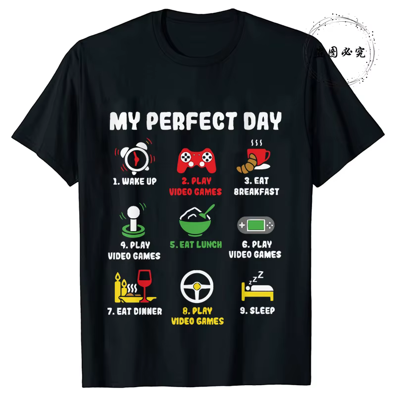 T-shirts pour hommes mon jour parfait Gamer Cool Gamer jeu vidéo drôle graphique T-Shirt hommes T-sh